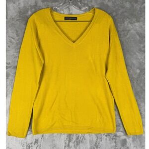 M&S Collection Womens V-Neck Sweater Gold Mine Yellow Long Sleeve Pullover UK 10